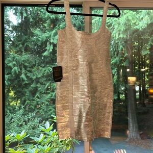 Bebe silver bodycon bandage dress